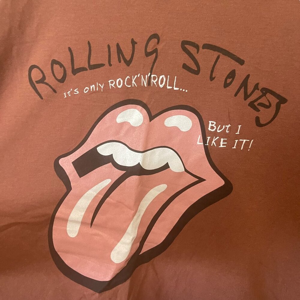 Rolling Stones Graphic Tee NWOT XL - Clay Brown with Pink graphics